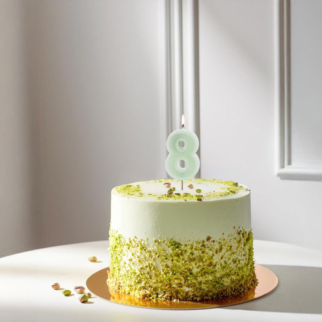 Pastel Green Number 8 candle - Birthday cake candles Birthday Candles Pastel Green Number 8 candle