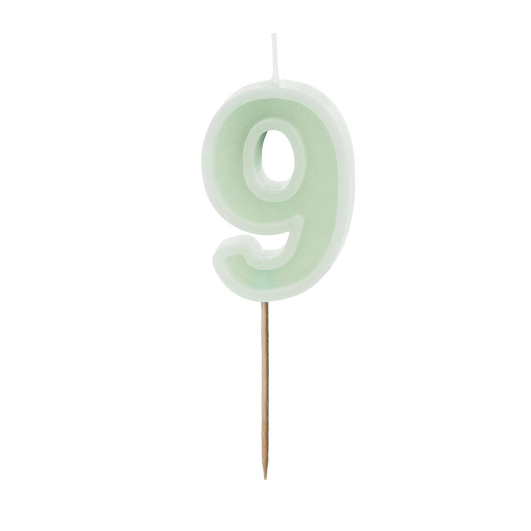 Pastel Green Number 9 candle - Birthday cake candles Birthday Candles Pastel Green Number 9 candle