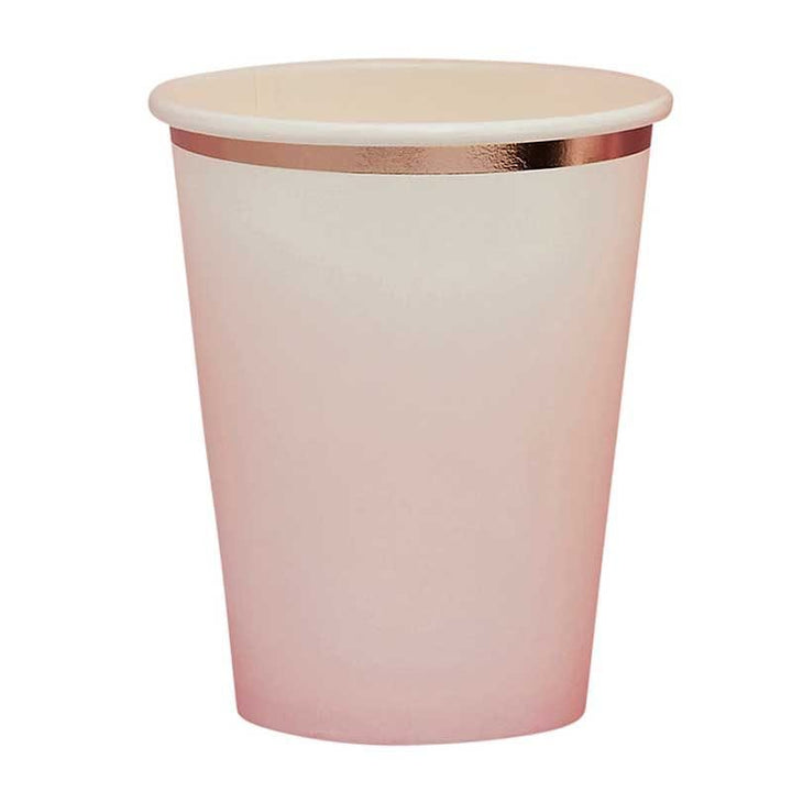 Pastel Pink Ombre & Rose Gold Party Cups (pack of 8) - Pink Party Supplies Paper Cup Pastel Pink Ombre & Rose Gold Party Cups (pack of 8)