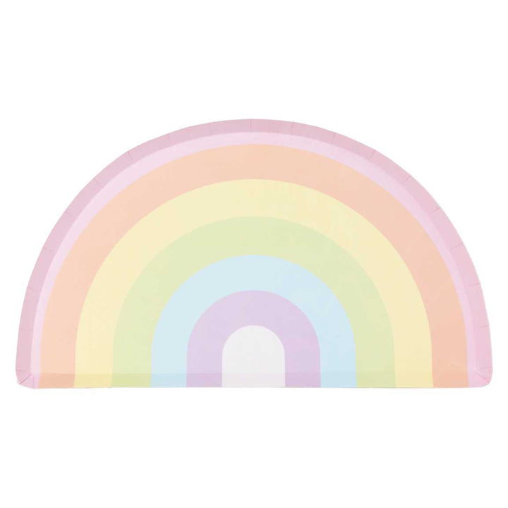 Pastel Rainbow Party Plates x 8 - Pastel Party Tableware Disposable Plates Pastel Rainbow Party Plates x 8