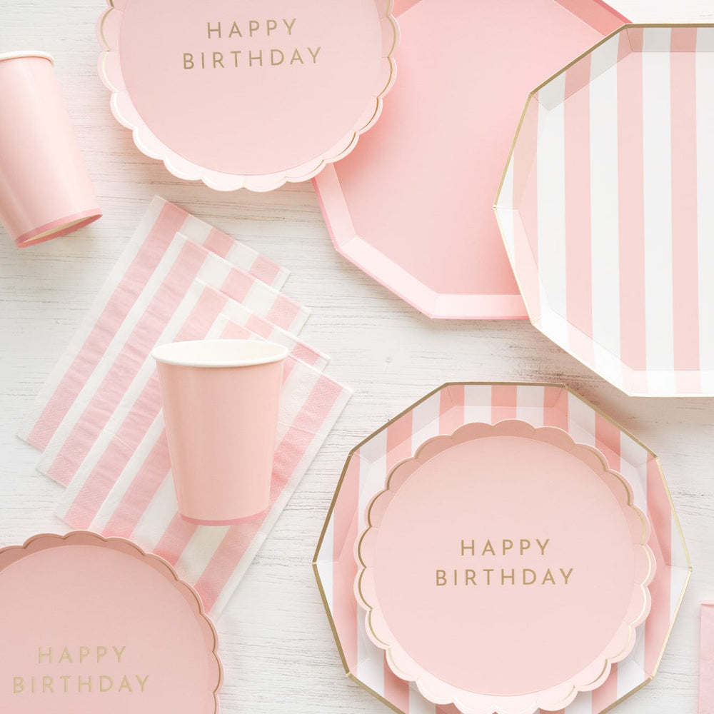 Petal Pink Cabana Stripe Party Napkins x 20 - Bonjour Fête Party Paper Napkins Petal Pink Cabana Stripe Party Napkins x 20