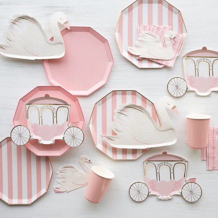 Petal Pink Cabana Stripe Party Plates x 8 - Bonjour Fête Party Paper Plate Petal Pink Cabana Stripe Party Plates x 8