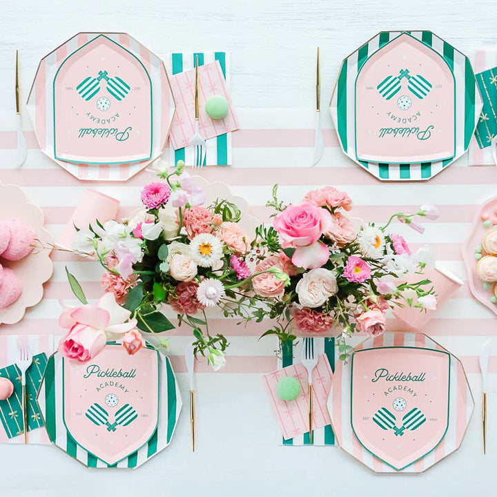 Petal Pink Cabana Stripe Party Plates x 8 - Bonjour Fête Party Paper Plate Petal Pink Cabana Stripe Party Plates x 8