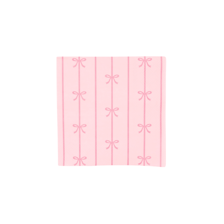 Petal Pink Signature Bow Small Party Napkins x 20 - Bow Party Bonjour Fête Paper Napkins Petal Pink Signature Bow Small Party Napkins x 20