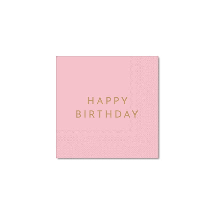 Petal Pink Signature Happy Birthday Cocktail Napkins x 20 - Bonjour Fete UK Party Supplies Paper Napkins Petal Pink Signature Happy Birthday Cocktail Napkins x 20