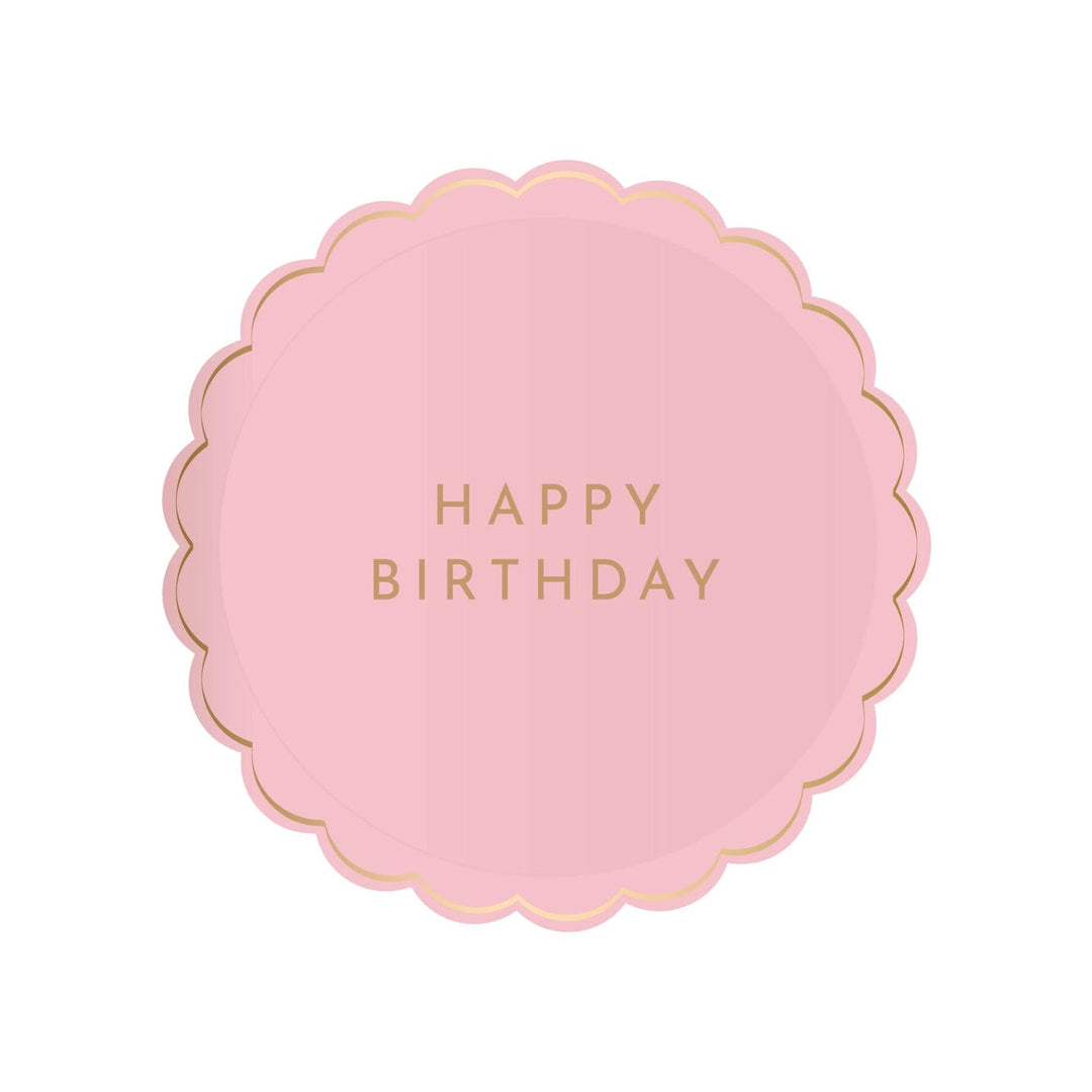 Petal Pink Signature Happy Birthday Small Plates x 8 - Bonjour Fete UK Party Supplies Disposable Plates Petal Pink Signature Happy Birthday Small Plates x 8