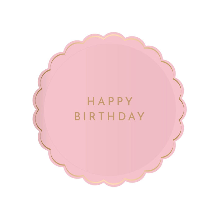 Petal Pink Signature Happy Birthday Small Plates x 8 - Bonjour Fete UK Party Supplies Disposable Plates Petal Pink Signature Happy Birthday Small Plates x 8