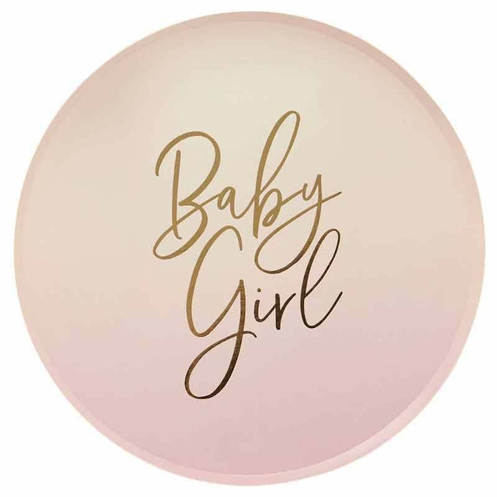 Pink 'Baby Girl' Paper Plates x 8 - Baby Shower Supplies Disposable Plates Pink 'Baby Girl' Paper Plates x 8