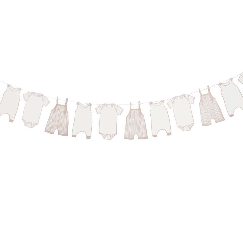 Pink Baby Grow Card Garland - 2.5m - Baby Shower Supplies Bunting Pink Baby Grow Card Garland - 2.5m