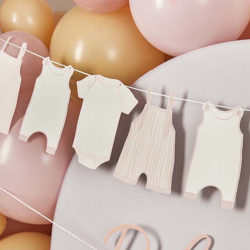 Pink Baby Grow Card Garland - 2.5m - Baby Shower Supplies Bunting Pink Baby Grow Card Garland - 2.5m