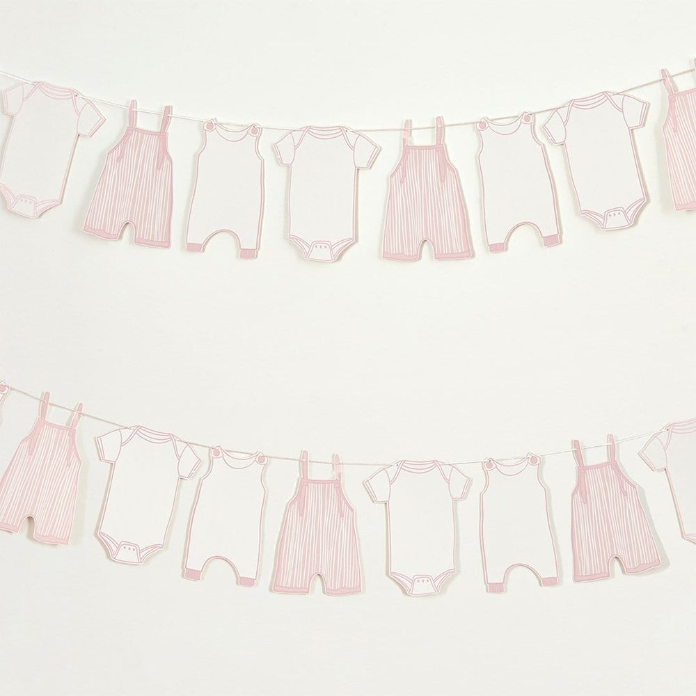 Pink Baby Grow Card Garland - 2.5m - Baby Shower Supplies Bunting Pink Baby Grow Card Garland - 2.5m