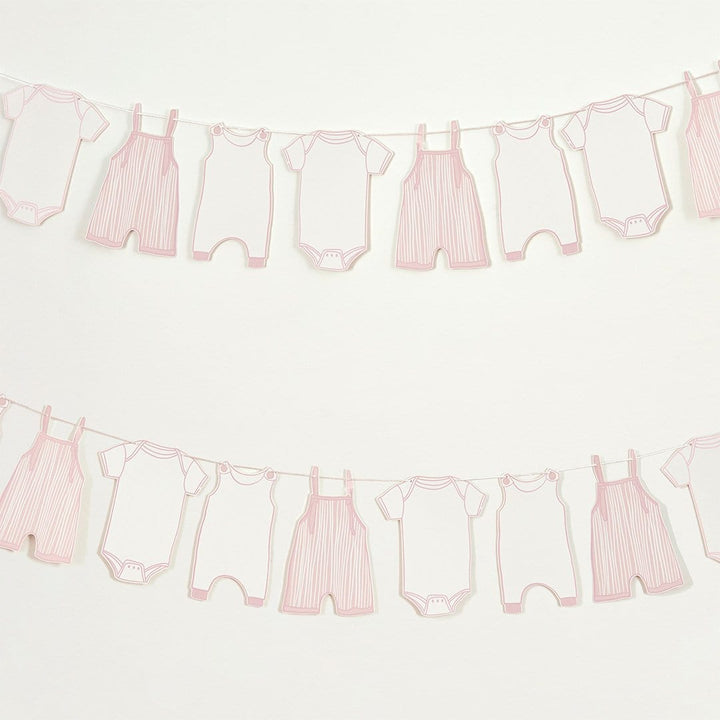 Pink Baby Grow Card Garland - 2.5m - Baby Shower Supplies Bunting Pink Baby Grow Card Garland - 2.5m