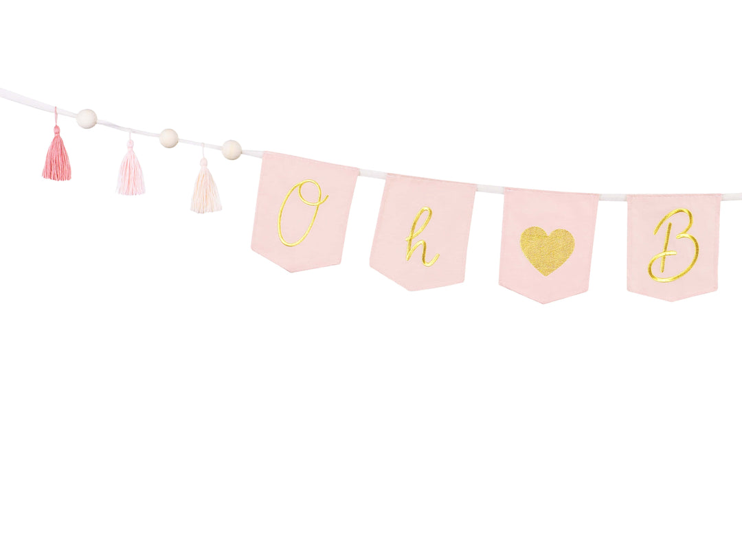 Pink 'Oh Baby' Banner With Tassels - Baby Shower Supplies Bunting Pink 'Oh Baby' Banner With Tassels