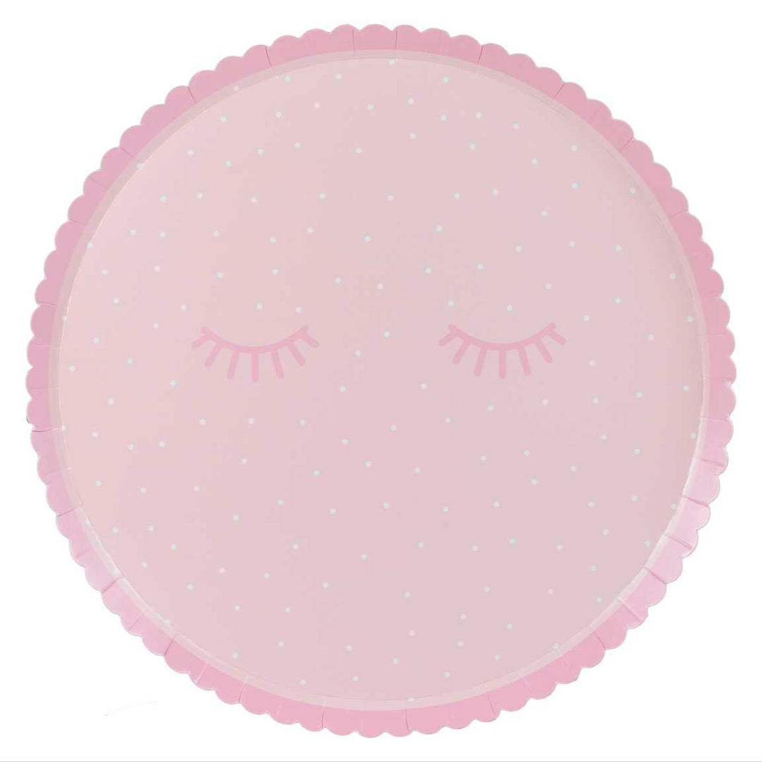 Pink Pamper Party Paper Plates x 8 - Pamper Party Supplies Disposable Plates Pink Pamper Party Paper Plates x 8