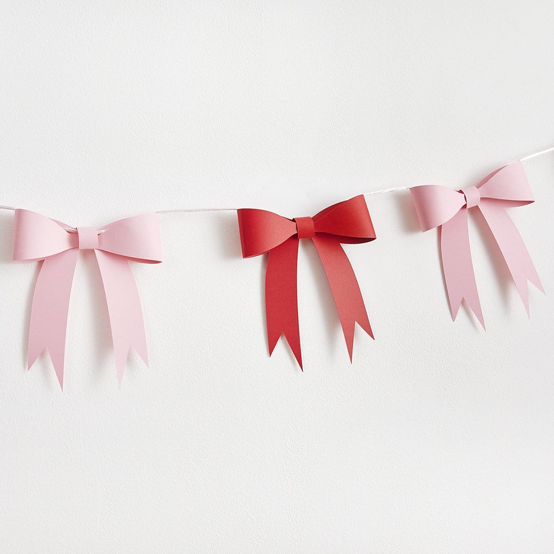 Pink & Red 3D Bow Garland - 2.5m - Christmas Bow Decorations Bunting Pink & Red 3D Bow Christmas Garland - 2.5m