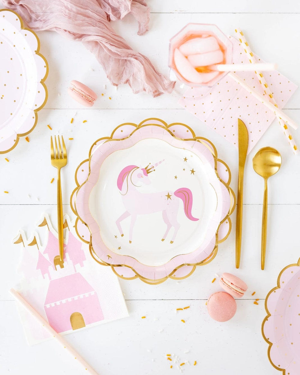 Pink Unicorn Ruffle Edge Party Plates x 8 - Unicorn Party Supplies Disposable Plates Pink Unicorn Ruffle Edge Party Plates x 8