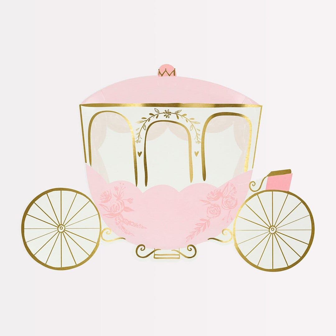 Princess Carriage Party Plates x 8 - Meri Meri Princess Party Decorations Disposable Plates Princess Carriage Party Plates x 8