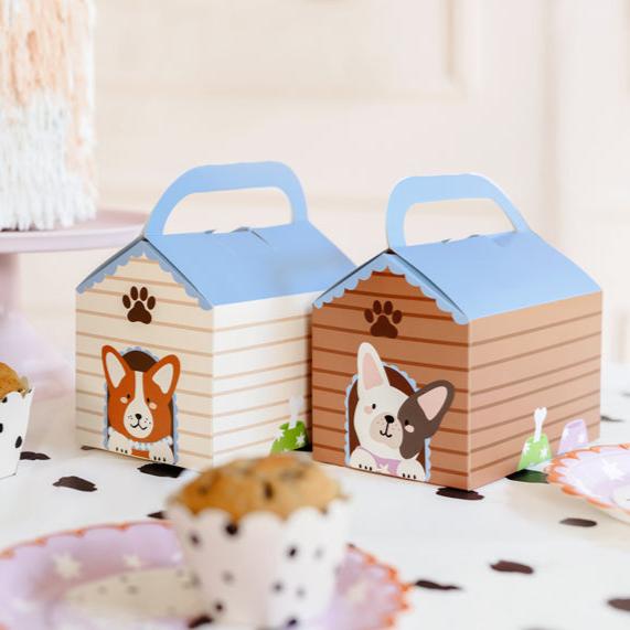 Puppy Party Doghouse Cake Boxes x 6 - Puppy and Dog Party party box Puppy Party Doghouse Cake Boxes x 6