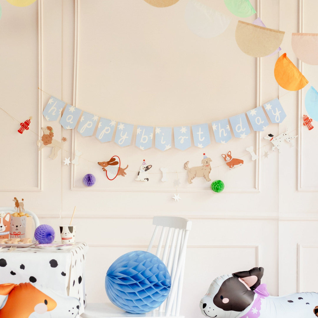 Puppy Party Happy Birthday Banner - Puppy Party Decorations Bunting Puppy Party Happy Birthday Banner