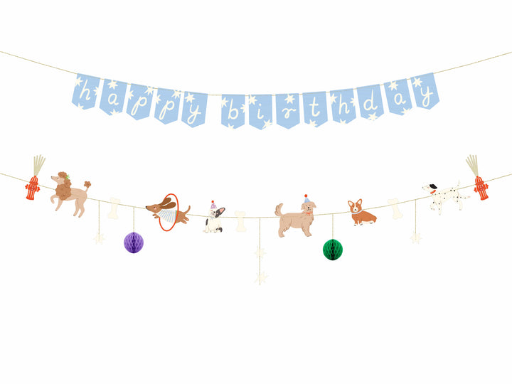 Puppy Party Happy Birthday Banner - Puppy Party Decorations Bunting Puppy Party Happy Birthday Banner