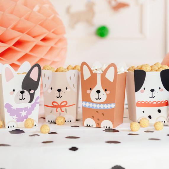 Puppy Party Popcorn Boxes x 6 - Puppy and Dog Party party box Puppy Party Popcorn Boxes x 6