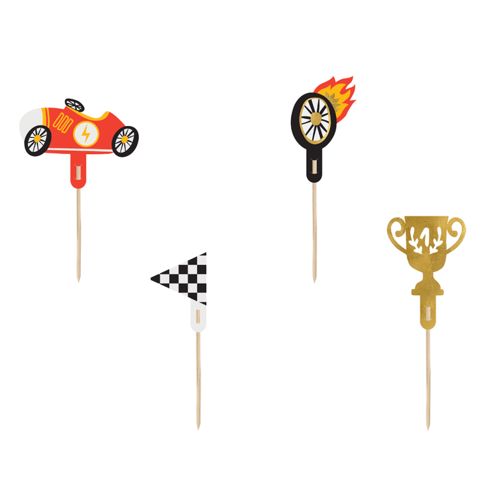 Racing Cars Cupcake Toppers  - Race Car Theme Party Supplies cake toppers Racing Cars Cupcake Toppers (set of 4)