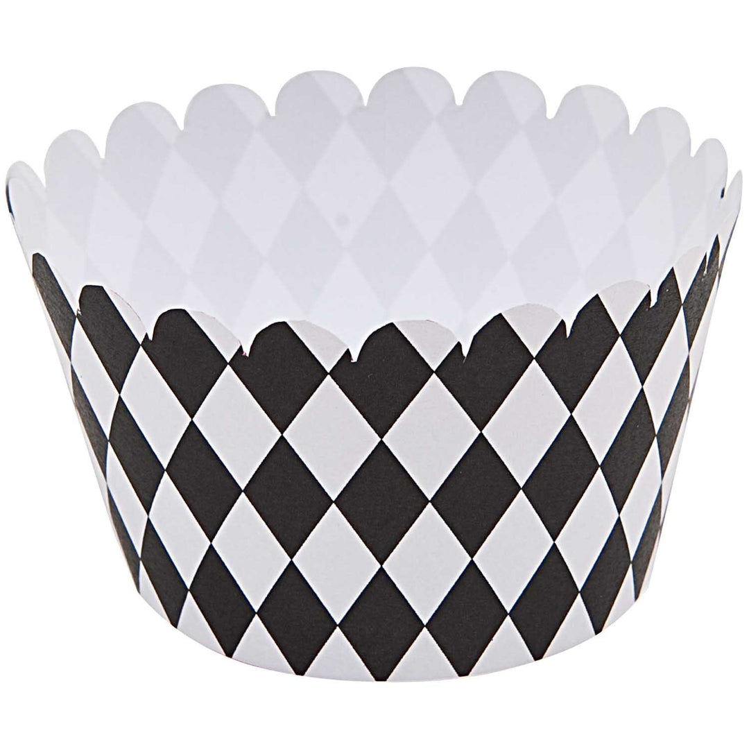 Racing Party Chequered Flag Cupcake Wrappers x 12  - Racing Car Party Supplies Cake Decorating Supplies Racing Party Chequered Flag Cupcake Wrappers x 12