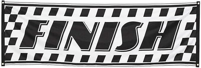 Racing Party Chequered Flag 'FINISH' Banner - Race Car Theme Party Decorations Bunting Racing Party Chequered Flag 'FINISH' Banner