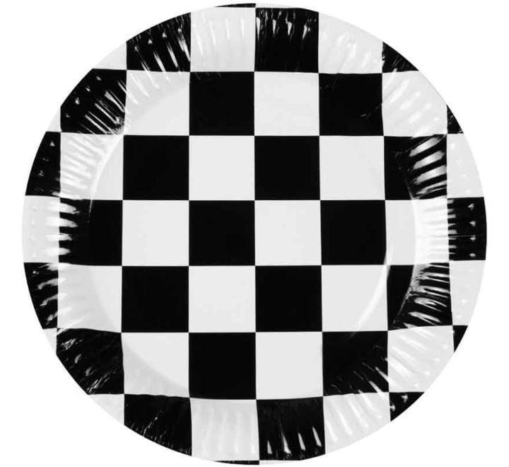 Racing Party Chequered Flag Party Plates x 10  - Racing Car Party Supplies Disposable Plates Racing Party Chequered Flag Party Plates x 10