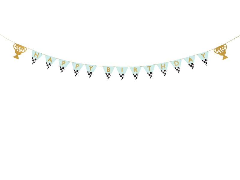 Racing Party Happy Birthday Banner - Race Car Theme Party Supplies Bunting Racing Party Happy Birthday Banner