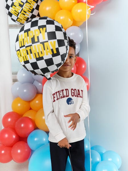 Racing Party Happy Birthday Chequered Flag Foil Balloon - Racing Party Decorations Foil Balloon Racing Party Happy Birthday Chequered Flag Foil Balloon