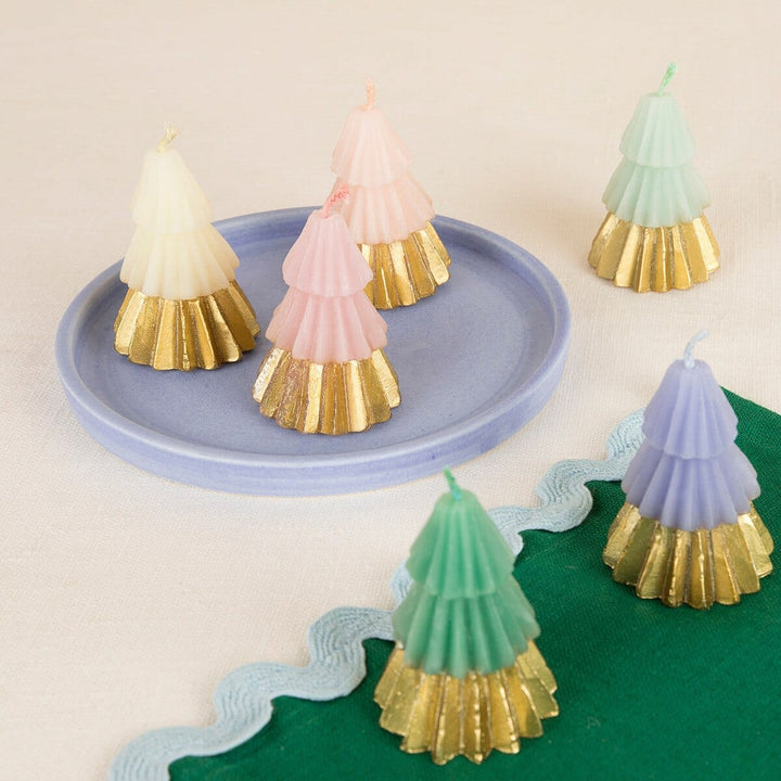 Rainbow & Gold Christmas Tree Candles x 6 - Christmas Candles Candle Rainbow & Gold Christmas Tree Candles x 6