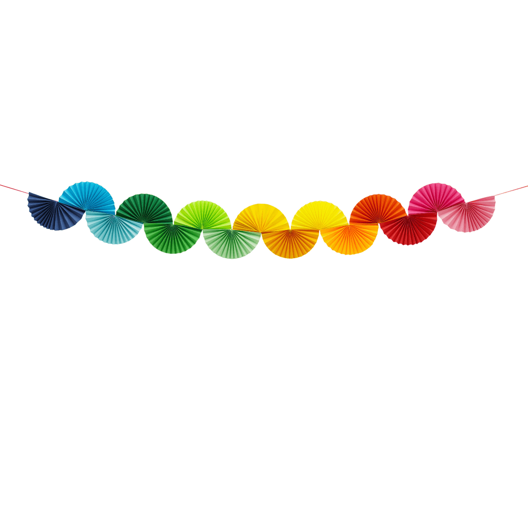 Rainbow Paper Garland Fans - 2.5m - Rainbow Birthday Party streamers Rainbow Paper Garland Fans - 2.5m