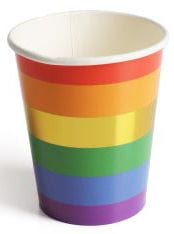 Rainbow Party Paper Cups x 10 - Rainbow Party Supplies Party Supplies Gold Foil Rainbow Party Paper Cups x 10