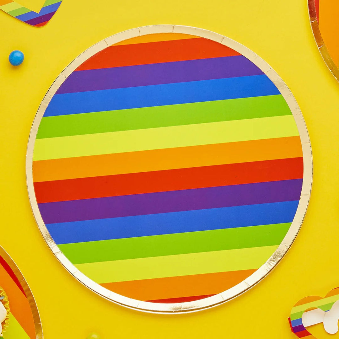 Rainbow Party Paper Plates x 8 - Rainbow Birthday Party Supplies Disposable Plates Rainbow Party Paper Plates x 8