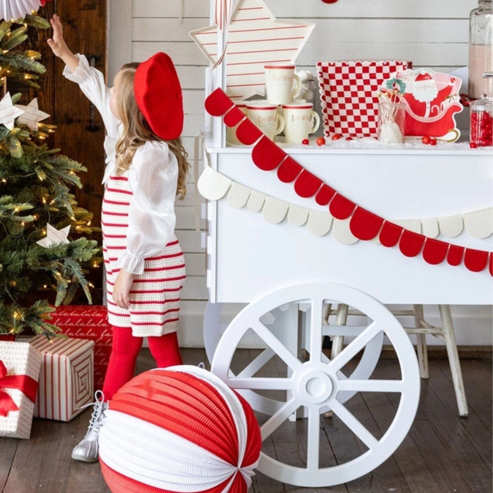 Red and Cream Scalloped Felt Christmas Banner Set Bunting Red and Cream Scalloped Felt Christmas Banner Set