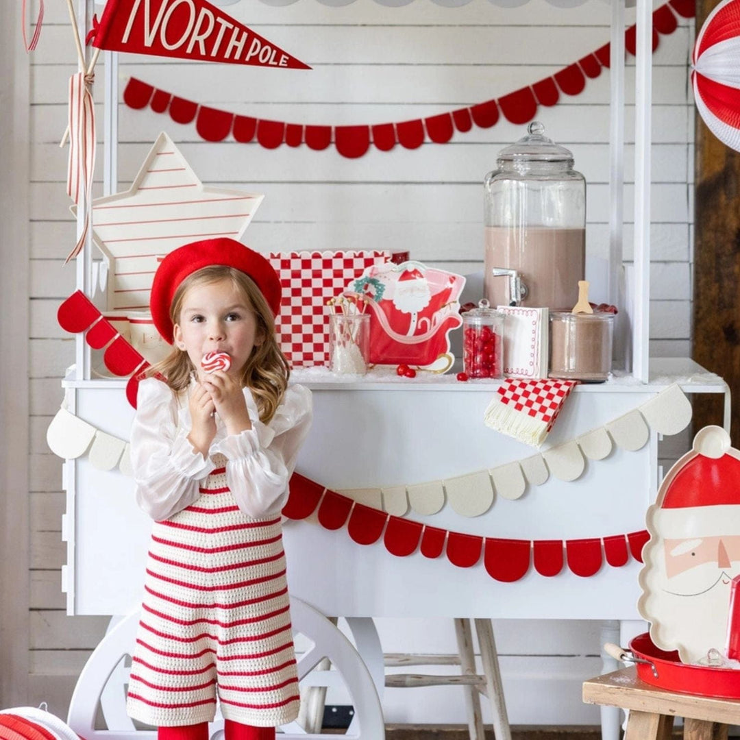 Red and Cream Scalloped Felt Christmas Banner Set Bunting Red and Cream Scalloped Felt Christmas Banner Set