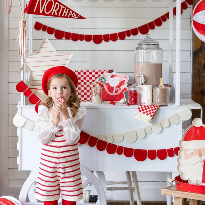 Red and Cream Scalloped Felt Christmas Banner Set Bunting Red and Cream Scalloped Felt Christmas Banner Set