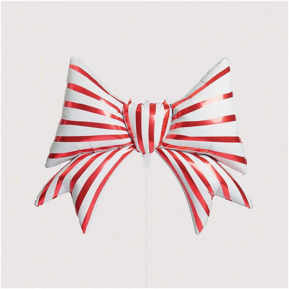 Red & White Striped Christmas Bow Foil Balloon - 39 inch - Christmas Bows Foil Balloon Red & White Striped Christmas Bow Foil Balloon - 39 inch