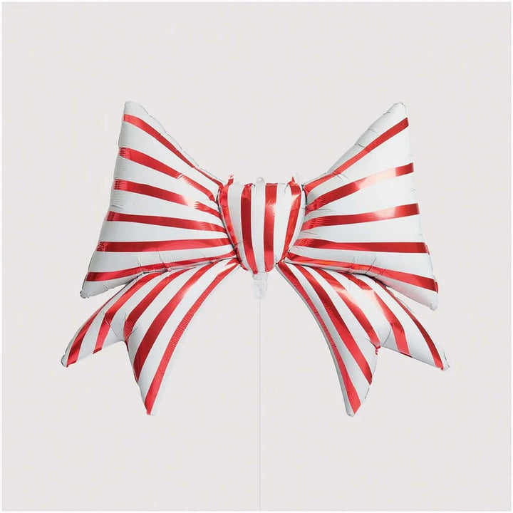 Red & White Striped Christmas Bow Foil Balloon - 39 inch - Christmas Bows Foil Balloon Red & White Striped Christmas Bow Foil Balloon - 39 inch