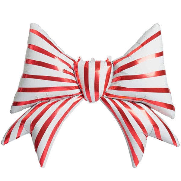 Red & White Striped Christmas Bow Foil Balloon - 39 inch - Christmas Bows Foil Balloon Red & White Striped Christmas Bow Foil Balloon - 39 inch