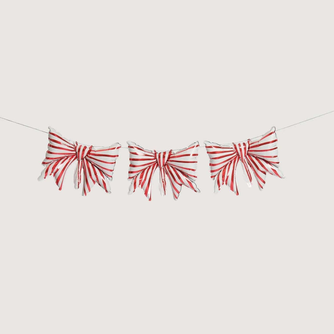 Red & White Striped Christmas Mini Bow Balloon Garland (3 piece) - Christmas Bows Foil Balloon Red & White Striped Christmas Mini Bow Balloon Garland (3 piece)