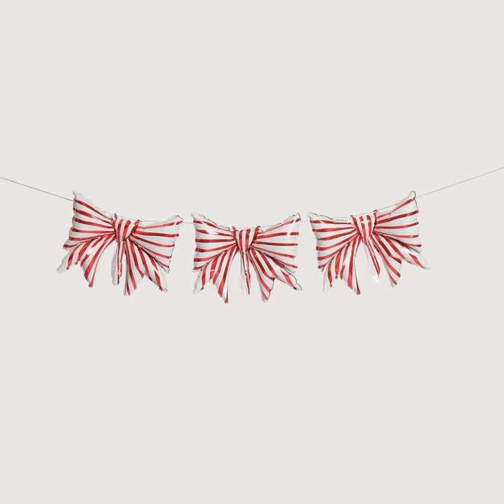 Red & White Striped Christmas Mini Bow Balloon Garland (3 piece) - Christmas Bows Foil Balloon Red & White Striped Christmas Mini Bow Balloon Garland (3 piece)