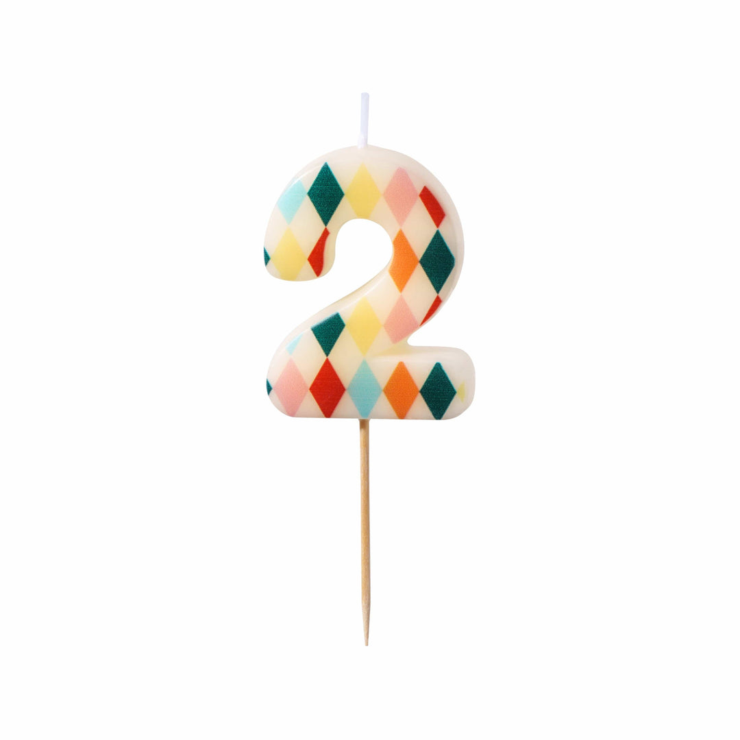 Rhombus Number 2 Candle - Circus Theme Party Supplies Birthday Candles Rhombus Number 2 Candle