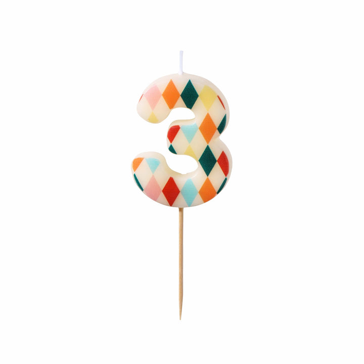 Rhombus Number 3 Candle - Circus Theme Party Supplies Birthday Candles Rhombus Number 3 Candle