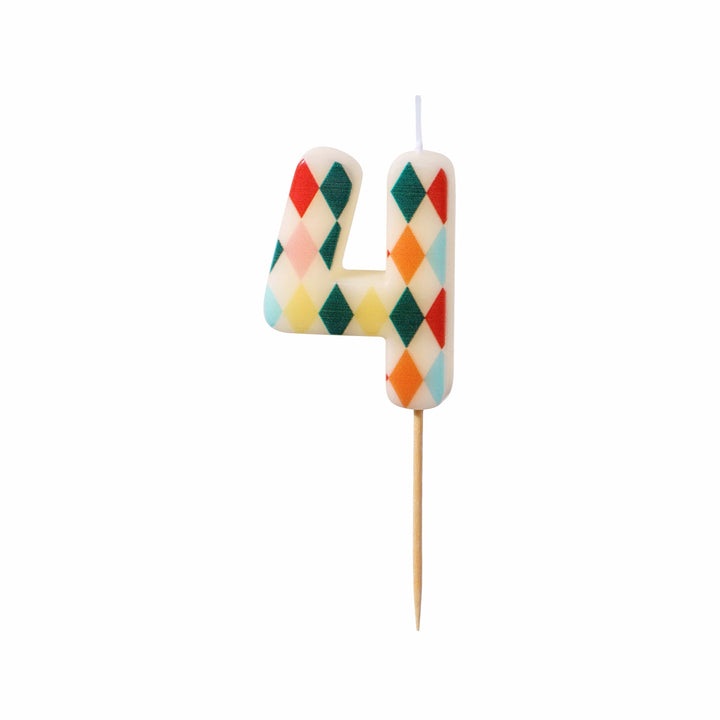 Rhombus Number 4 Candle - Circus Theme Party Supplies Birthday Candles Rhombus Number 4 Candle