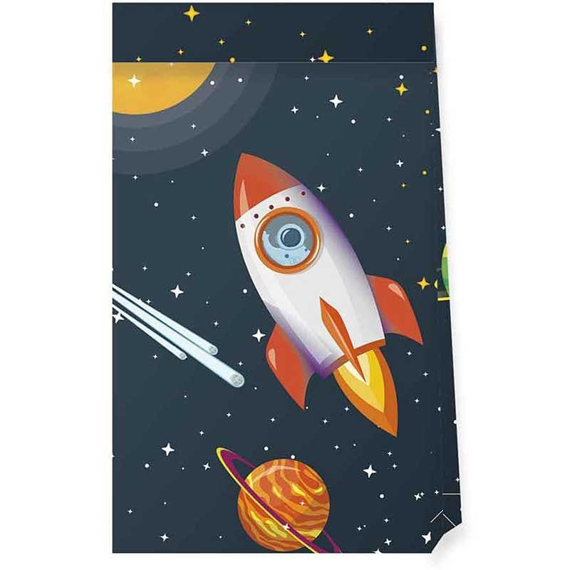 Rocket Space Party Bags x 4 - Space Party Supplies Party Bags Rocket Space Paper Party Bags x 4