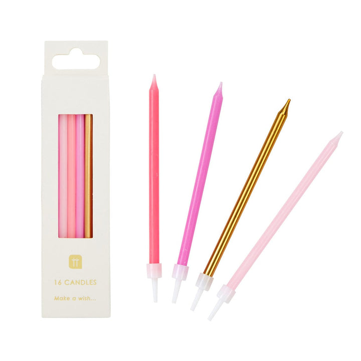 Rose Tall Birthday Candles - 16 Pack - Birthday Cake Candles Birthday Candles Rose Tall Birthday Candles - 16 Pack