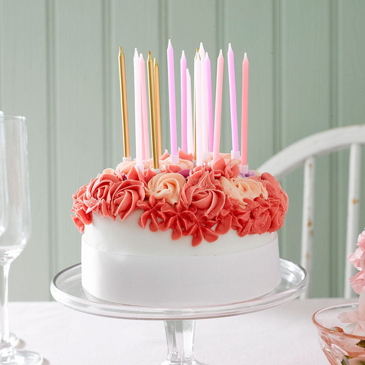 Rose Tall Birthday Candles - 16 Pack - Birthday Cake Candles Birthday Candles Rose Tall Birthday Candles - 16 Pack