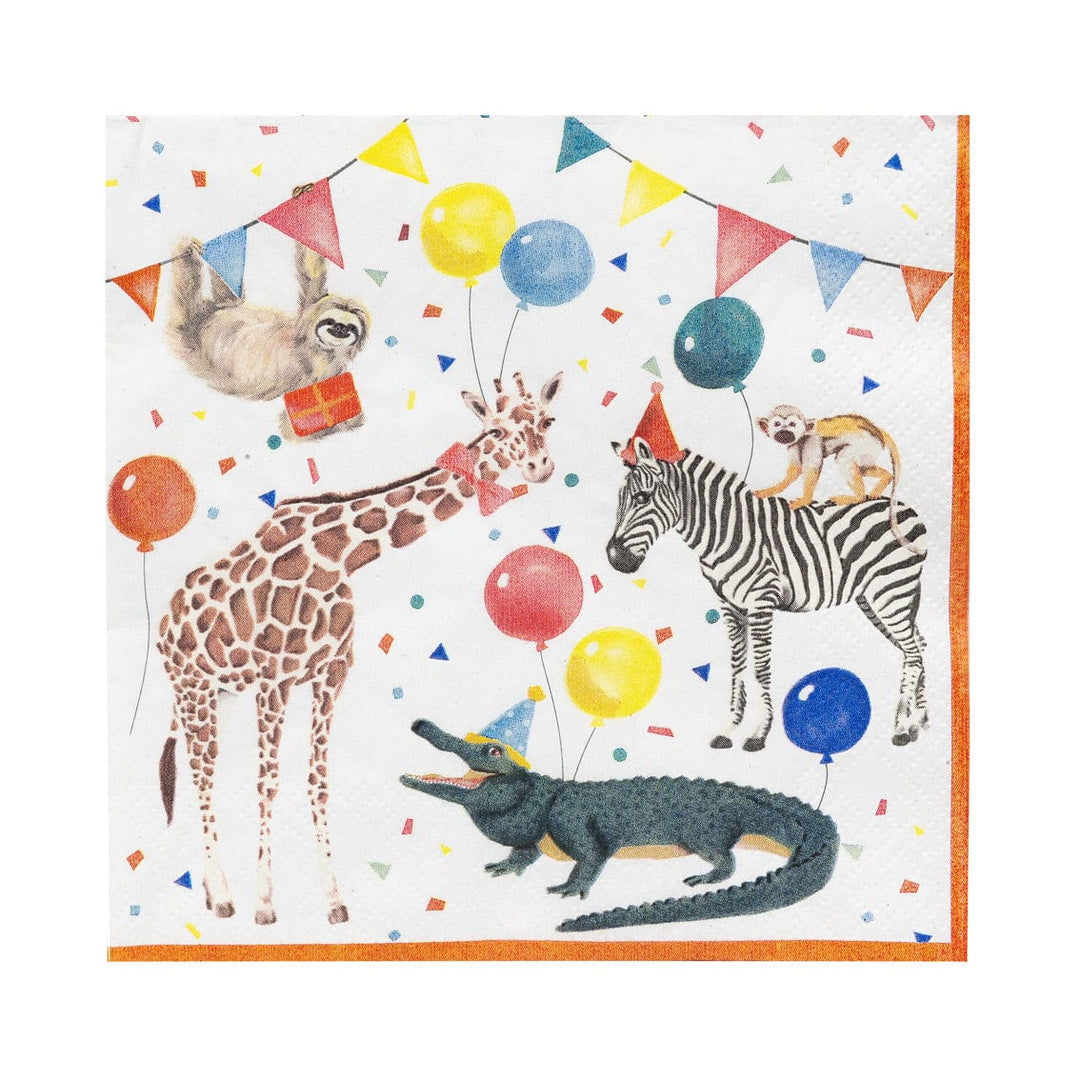 Safari Party Animal Recycled Paper Napkins - 20 Pack - Safari Birthday Party Supplies party napkins Safari Party Animal Paper Table Cover